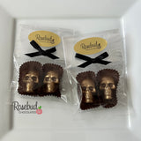 SKULLS Set of 12 Chocolate Candy Halloween Party Favors Gold Dusted