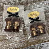 SKULLS Set of 12 Chocolate Candy Halloween Party Favors Gold Dusted