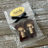 SKULLS Set of 12 Chocolate Candy Halloween Party Favors Gold Dusted