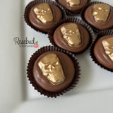 SKULLS Box of 12 Chocolate Covered Oreo Cookies Halloween Gifts Candy Gold