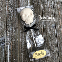 12 SKELETON Face Chocolate Lollipops Halloween Candy Party Favors