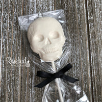 12 SKELETON Face Chocolate Lollipops Halloween Candy Party Favors