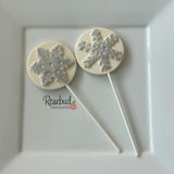 SNOWFLAKE Set of 12 Chocolate Lollipop Holiday Christmas Lollipop Favors
