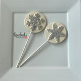 SNOWFLAKE Set of 12 Chocolate Lollipop Holiday Christmas Lollipop Favors