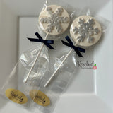 SNOWFLAKE Set of 12 Chocolate Lollipop Holiday Christmas Lollipop Favors