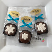 12 SNOWFLAKE Chocolate Covered Oreo Cookie Christmas Holiday Party Favors