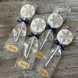 SNOWFLAKE Set of 12 Chocolate Lollipop Holiday Christmas Lollipop Favors