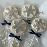 SNOWFLAKE Set of 12 Chocolate Lollipop Holiday Christmas Lollipop Favors