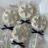 SNOWFLAKE Set of 12 Chocolate Lollipop Holiday Christmas Lollipop Favors