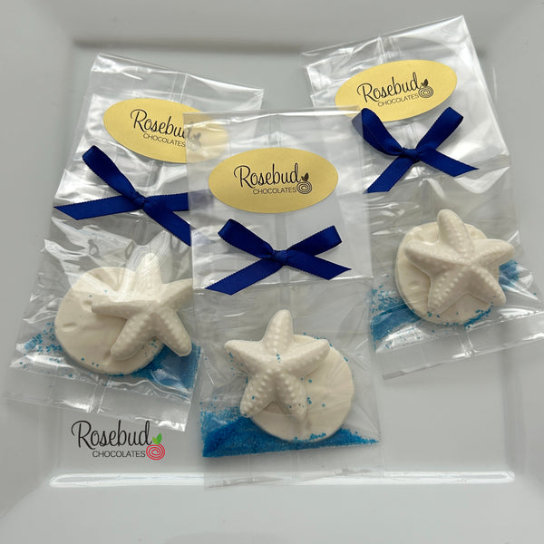 12 STARFISH & SAND DOLLAR Chocolate Candy Party Favors Nautical Beach Theme