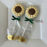 SUNFLOWERS Set of 12 Chocolate Lollipops Party Favors
