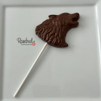 12 WOLF Large Chocolate Lollipops Candy Party Favors