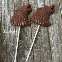 12 WOLF Large Chocolate Lollipops Candy Party Favors