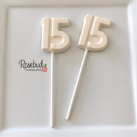 12 Number FIFTEEN #15 Chocolate Lollipops 15th Birthday Party Favors