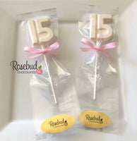 12 Number FIFTEEN #15 Chocolate Lollipops 15th Birthday Party Favors