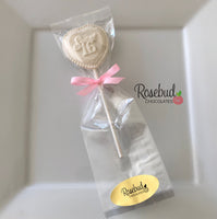 12 "SWEET 16" Heart Shaped Chocolate Lollipop Candy Birthday Party Favors