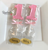 12 NUMBER ONE #1 Chocolate Lollipop Candy Party Favors 1st Birthday