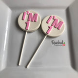 12 NUMBER ONE "I'm 1" Chocolate Lollipop Candy Party Favors 1st Birthday #1