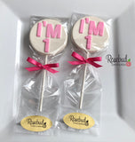 12 NUMBER ONE "I'm 1" Chocolate Lollipop Candy Party Favors 1st Birthday #1