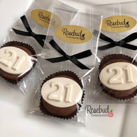 12 NUMBER TWENTY ONE #21 Chocolate Covered Oreo Cookie Candy Party Favors 21st Birthday