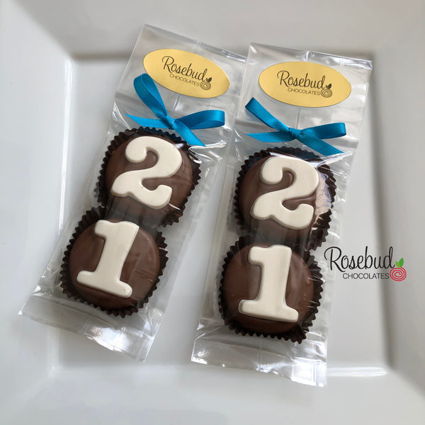 8 Sets #21 Chocolate Covered Oreo Cookie Party Favors 21st Birthday –  Rosebud Chocolates