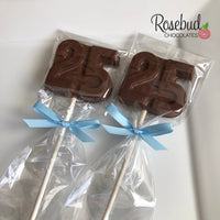 12 NUMBER TWENTY-FIVE #25 Block Style Chocolate Lollipop Birthday Party Favors