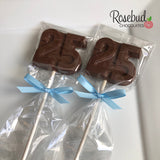 12 NUMBER TWENTY-FIVE #25 Block Style Chocolate Lollipop Birthday Party Favors