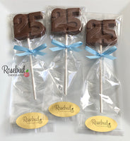 12 NUMBER TWENTY-FIVE #25 Block Style Chocolate Lollipop Birthday Party Favors