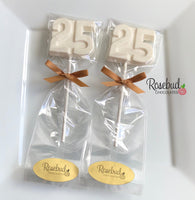 12 NUMBER TWENTY-FIVE #25 Block Style Chocolate Lollipop Birthday Party Favors