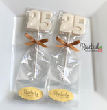 12 NUMBER TWENTY-FIVE #25 Block Style Chocolate Lollipop Birthday Party Favors