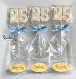 12 NUMBER TWENTY-FIVE #25 Block Style Chocolate Lollipop Birthday Party Favors