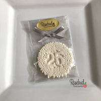 12 NUMBER TWENTY-FIVE #25 Chocolate Decorative Floral Lollipop Party Favors 25th Birthday Anniversary
