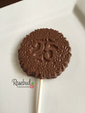 12 NUMBER TWENTY-FIVE #25 Chocolate Decorative Floral Lollipop Party Favors 25th Birthday Anniversary