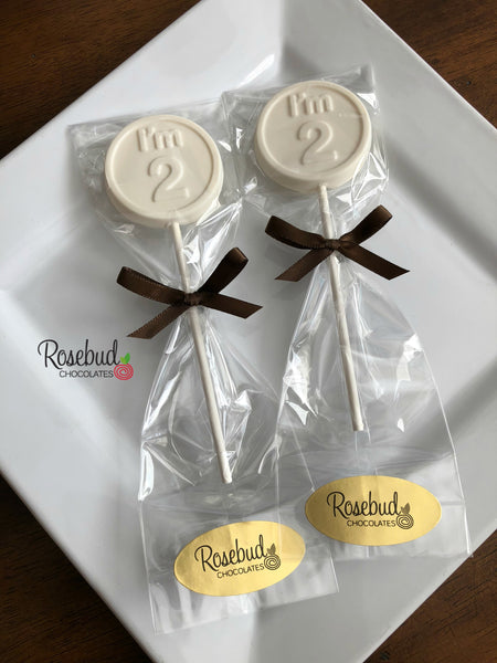 12 NUMBER TWO "I'm 2" Chocolate Lollipop Candy Party Favors 2nd Birthday #2