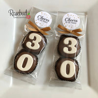 8 Sets #30 Chocolate Covered Oreo Cookies CHEERS to 30 Years LABEL 30th Birthday Party Favors