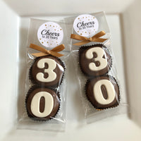 8 Sets #30 Chocolate Covered Oreo Cookies CHEERS to 30 Years LABEL 30th Birthday Party Favors