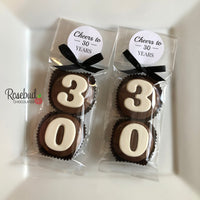 8 Sets #30 Chocolate Covered Oreo Cookies CHEERS to 30 Years LABEL 30th Birthday Party Favors