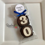 8 Sets #30 Chocolate Covered Oreo Cookies CHEERS to 30 Years LABEL 30th Birthday Party Favors