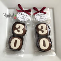 8 Sets #30 Chocolate Covered Oreo Cookie CHEERS to 30 Years TAGS 30th Birthday Party Favors