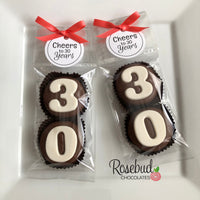 8 Sets #30 Chocolate Covered Oreo Cookie CHEERS to 30 Years TAGS 30th Birthday Party Favors