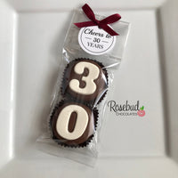 8 Sets #30 Chocolate Covered Oreo Cookie CHEERS to 30 Years TAGS 30th Birthday Party Favors