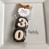8 Sets #30 Chocolate Covered Oreo Cookie CHEERS to 30 Years TAGS 30th Birthday Party Favors