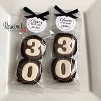 8 Sets #30 Chocolate Covered Oreo Cookie CHEERS to 30 Years TAGS 30th Birthday Party Favors