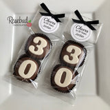 8 Sets #30 Chocolate Covered Oreo Cookie CHEERS to 30 Years TAGS 30th Birthday Party Favors