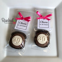 12 #30 Chocolate Covered Oreo Cookie CHEERS to 30 Years 30th Birthday Party Favors