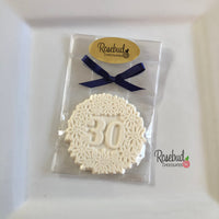 12 NUMBER THIRTY #30 Chocolate Decorative Floral Candy Party Favors 30th Birthday Anniversary