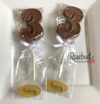 12 NUMBER THREE #3 Chocolate Lollipop Candy Party Favors 3rd Birthday