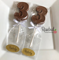 12 NUMBER THREE #3 Chocolate Lollipop Candy Party Favors 3rd Birthday