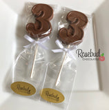 12 NUMBER THREE #3 Chocolate Lollipop Candy Party Favors 3rd Birthday