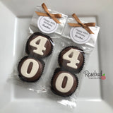 8 Sets #40 Chocolate Covered Oreo Cookie Candy Party Favors CUSTOM TAGS 40th Birthday